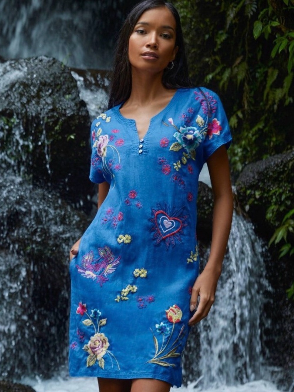Johnny Was Jessi Button Front Linen Dress